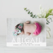 Modernes Baby Girl Foto Geburtsname Ankündigung (Stehend Vorderseite)