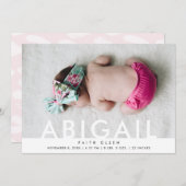Modernes Baby Girl Foto Geburtsname Ankündigung (Vorne/Hinten)