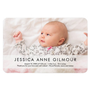 Modernes Baby Girl Foto Name Stat Neugeborene Magnet
