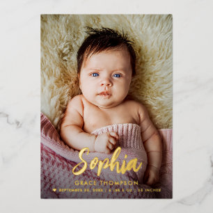 Modernes Baby GIRL Name Skript für die benutzerdef Folien Feiertagskarte