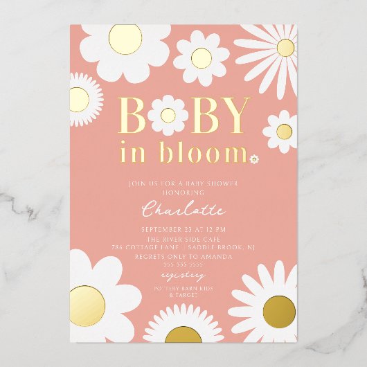 Modernes Baby in Bloom Baby Dusche Einladung (Vorderseite)