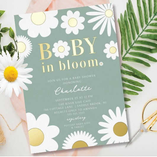 Modernes Baby in Bloom Babydusche Einladung