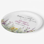 Modernes Baby in Bloom Wildblume Blumenkinderdusch Pappteller (Schrägansicht)