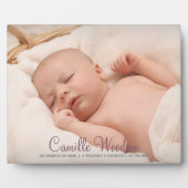 Modernes Baby Kinderzimmer Foto Skript Geburtsstun Fotoplatte (Vorderseite)