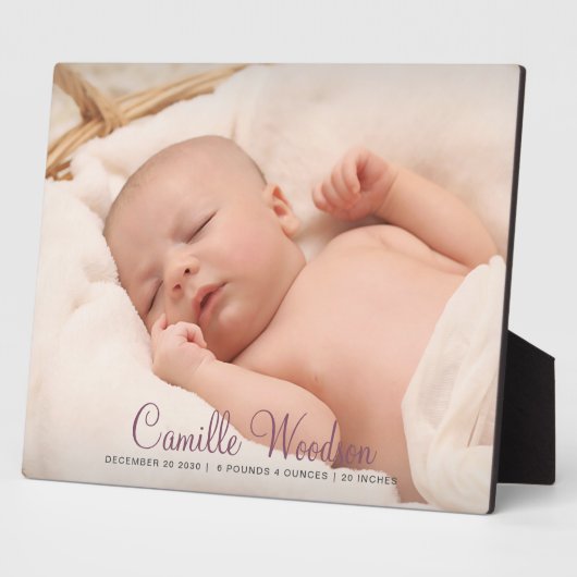 Modernes Baby Kinderzimmer Foto Skript Geburtsstun Fotoplatte (Seite)