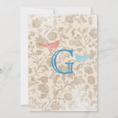 Modernes Baby Vintag Birds Dusche Aqua Blue Einladung (Rückseite)