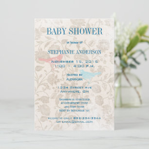 Modernes Baby Vintag Birds Dusche Aqua Blue Einladung