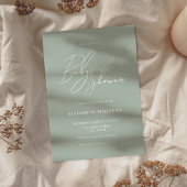 Modernes Babydusche Minimalistisches Script grün Einladung