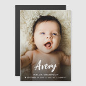 Modernes Babyname Brush-Skript für die individuell Magneteinladung (Vorne/Hinten)