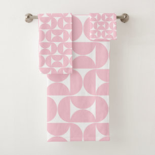 Modernes Babypink und Weißes Muster aus dem Mittel Badhandtuch Set