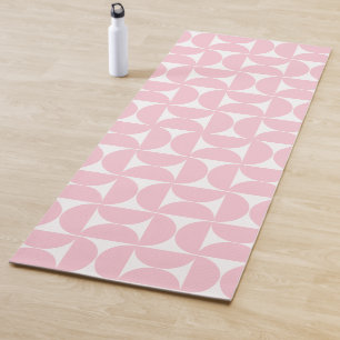 Modernes Babypink und Weißes Muster aus dem Mittel Yogamatte