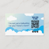 Modernes Babysitting | Blue Sky Babysitter Visitenkarte (Rückseite)