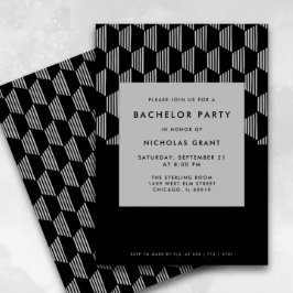 Modernes Bachelor Party Minimal Black Silver Einladung