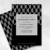 Modernes Bachelor Party Minimal Black Silver Einladung