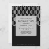 Modernes Bachelor Party Minimal Black Silver Einladung (Vorderseite)