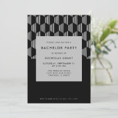 Modernes Bachelor Party Minimal Black Silver Einladung (Stehend Vorderseite)