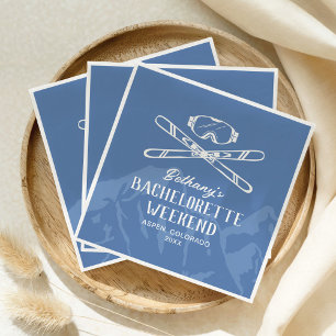 Modernes Bachelorette Skifahren Serviette