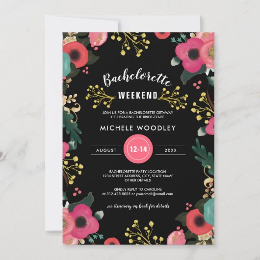 Modernes Bachelorette Weekend Einladung (Vorderseite)