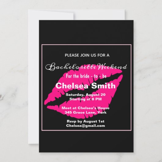 Modernes Bachelorette Wochenende - Schwarzes Meer Einladung (Vorderseite)