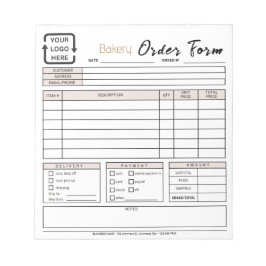 Modernes Bäckereicafé Beige Bestellformular Notepa Notizblock