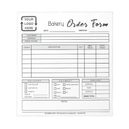 Modernes Bäckereicafé Gray Order Form Notepad Notizblock
