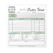 Modernes Bäckereicafé Grüne Bestellformular Notepa Notizblock (Vorderseite)