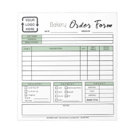 Modernes Bäckereicafé Grüne Bestellformular Notepa Notizblock