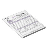 Modernes Bäckereicafé Lila Bestellformular Notepad Notizblock (angewinkelt)