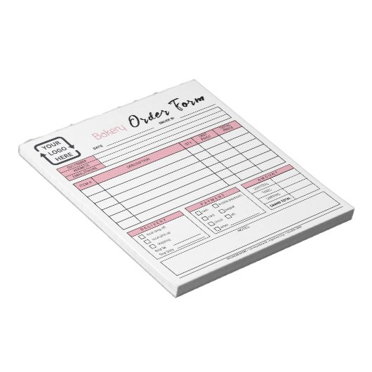 Modernes Bäckereicafé Pink Bestellformular Notepad Notizblock (angewinkelt)