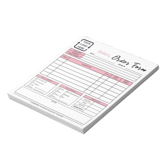 Modernes Bäckereicafé Pink Bestellformular Notepad Notizblock (Rotiert)