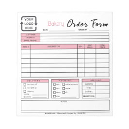 Modernes Bäckereicafé Pink Bestellformular Notepad Notizblock