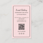 Modernes Backwaren-Cupcake-Logo QR-Code Rosa Visitenkarte (Rückseite)
