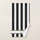 Modernes Bad mit Schwarz-weißen Streifen Badhandtuch Set (Handtuch)