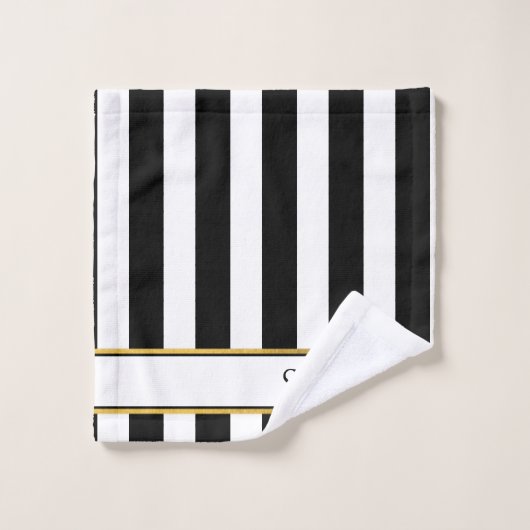 Modernes Bad mit Schwarz-weißen Streifen Badhandtuch Set (Waschlappen)