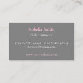 Modernes Ballerina Ballett- und Tanzstudio Grau Visitenkarte (Rückseite)