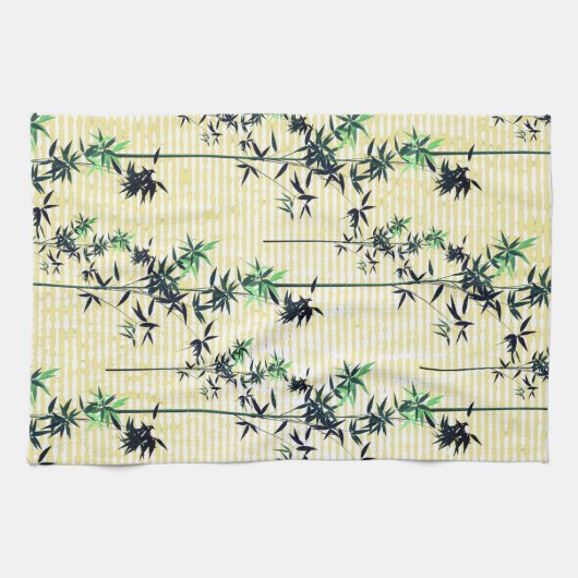 Modernes Bambus & Gelb Geschirrtuch (Horizontal)