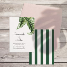 Modernes Banana Leaf Hochzeitseinladungen des Mitt