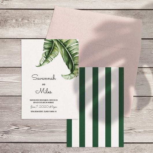 Modernes Banana Leaf Hochzeitseinladungen des Mitt Einladung