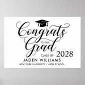 Modernes Banner für Schwarz-weiße Abschluss Poster (Vorne)