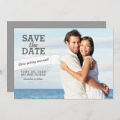 Modernes Banner Save the Date Hochzeitsfotokarte (Vorne/Hinten)