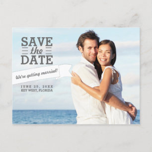 Modernes Banner Save the Date Hochzeitsstift Foto  Ankündigungspostkarte