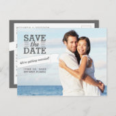 Modernes Banner Save the Date Hochzeitsstift Foto Ankündigungspostkarte (Vorne/Hinten)