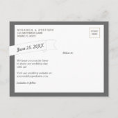 Modernes Banner Save the Date Hochzeitsstift Foto Ankündigungspostkarte (Rückseite)