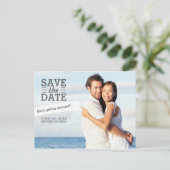 Modernes Banner Save the Date Hochzeitsstift Foto Ankündigungspostkarte (Stehend Vorderseite)