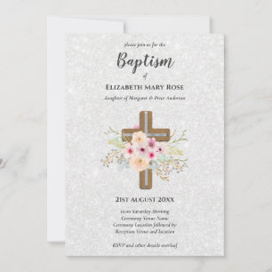 Modernes BAPTISM Christening Bautizo INVITE FLORAL Einladung