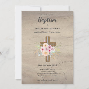 Modernes BAPTISM Christening Bautizo INVITE FLORAL Einladung