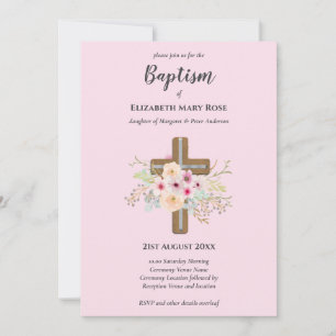 Modernes BAPTISM Christening Bautizo INVITE FLORAL Einladung