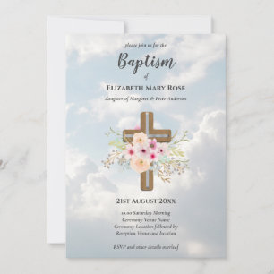 Modernes BAPTISM Christening Bautizo INVITE FLORAL Einladung