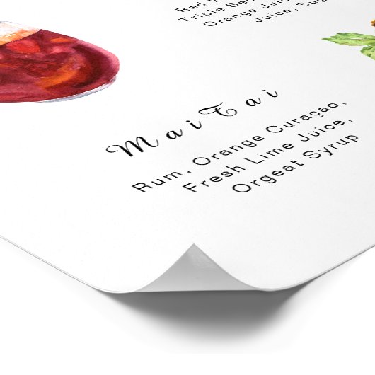 Modernes Bar für Minimalistisch Signature Drinks Poster (Ecke)