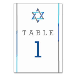 Modernes Bar Mitzvah Design - Aquamarin & Schwarz Tischnummer